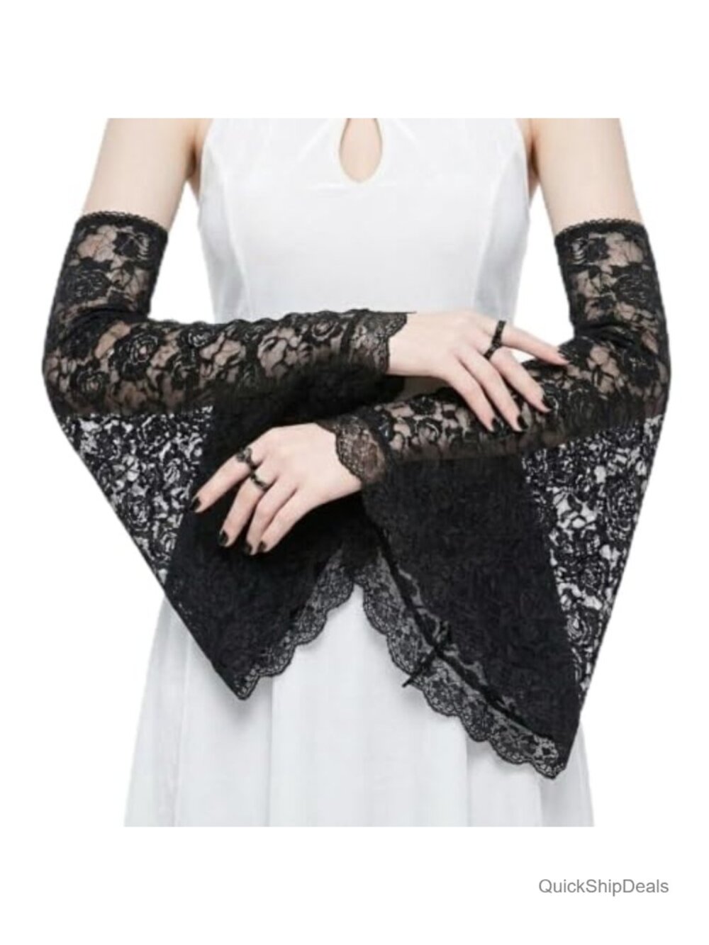 Detachable Floral Lace Bell Sleeves Gothic Victorian Costume Arm Accessory